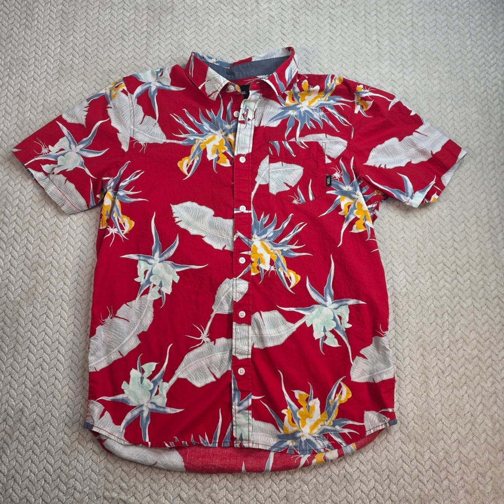 Vans Floral Button Up Shirt Men's Medium Hawaiian Surf Classic Fit